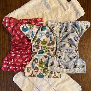 3 Snap-closure Pocket diapers+3 sets double pads